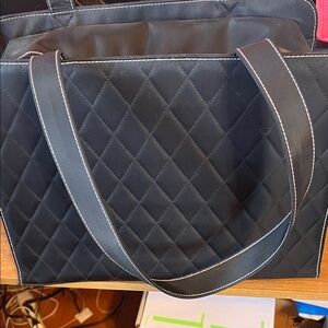 Elegant Black Quilted Tote Bag